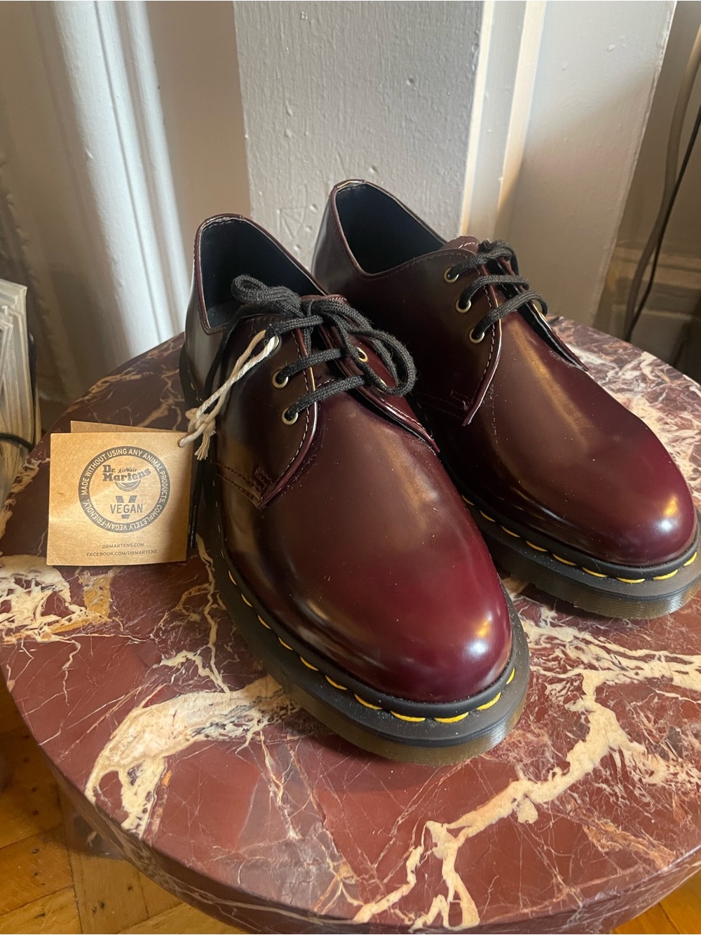 Dr. Martens Burgundy 3-Eye Vegan Oxford Shoes